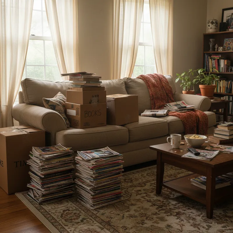 Example of Level 1 hoarding showing mild clutter in a residential living room